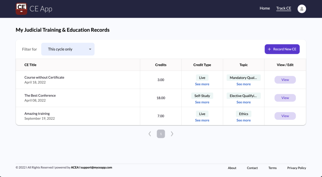 Judicial Training & Education Dashboard